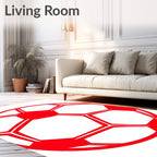 Bold Crimson Soccer Ball Rug