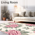 Vintage Pink Rose Floral Bouquet Rug