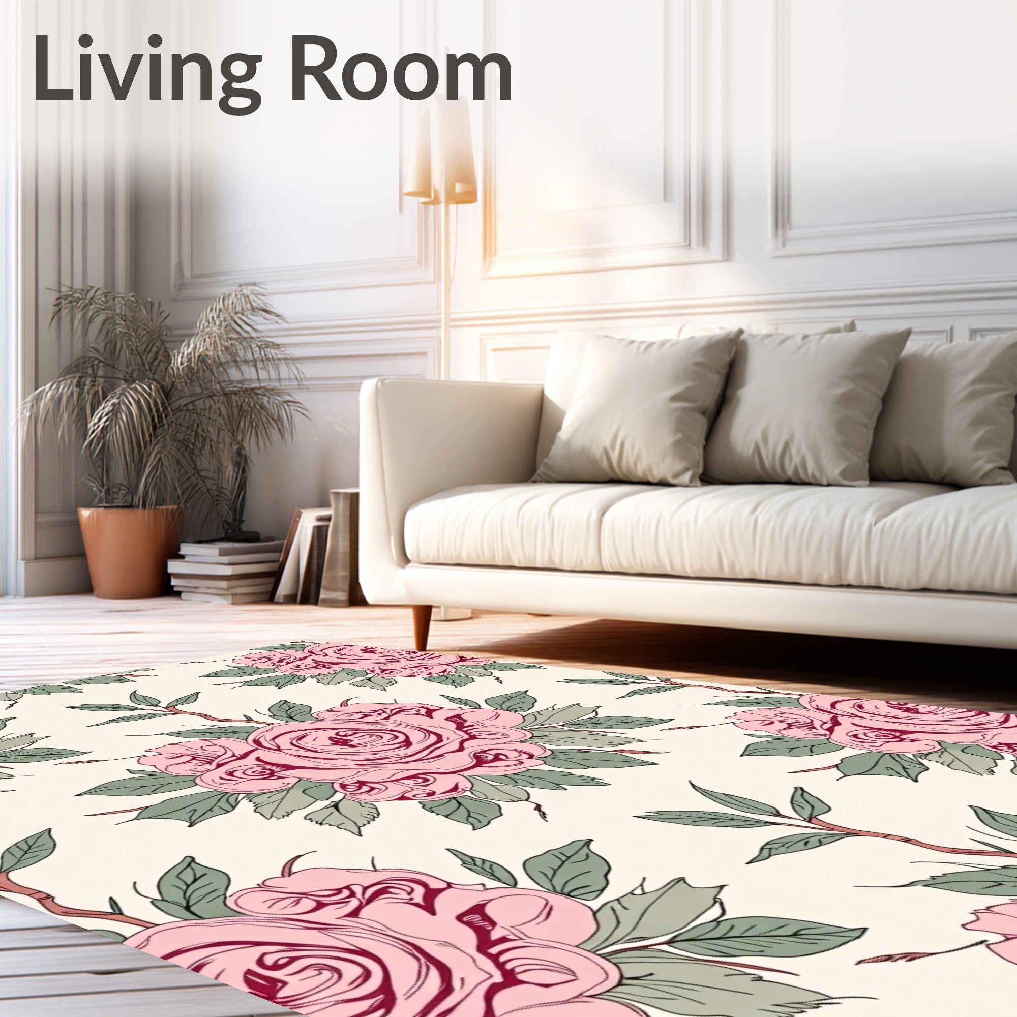Vintage Pink Rose Floral Bouquet Rug