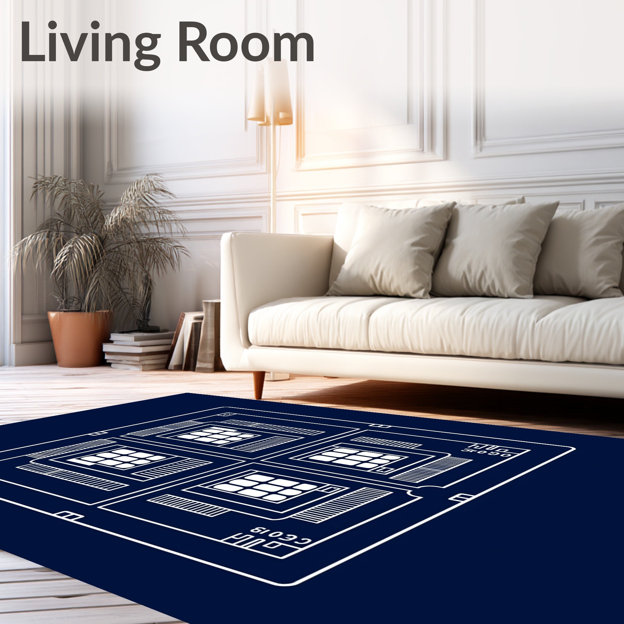 White Circuit Multi-Chip Layout Rug
