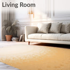 Golden Beige Floral Mandala Rug