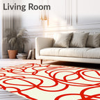 Crimson Scribble Continuous Line Rug
