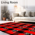 Red Black Buffalo Plaid Train Holly Rug