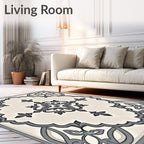 Ornate Gray Scrollwork Medallion Rug
