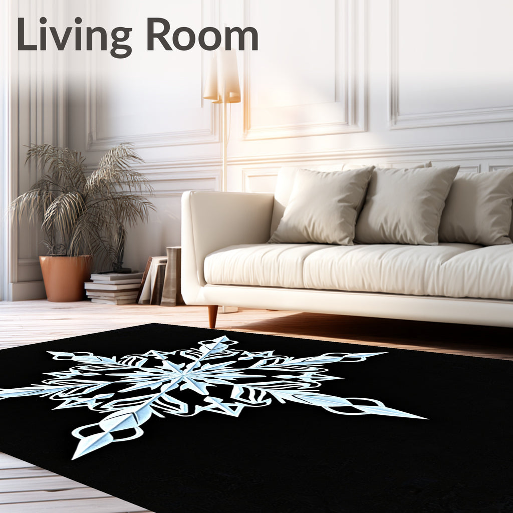 White Geometric Snowflake Cutout Rug