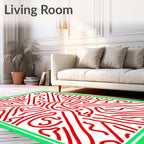Vibrant Red Wavy Lines Modern Rug