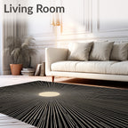 Golden Sunburst Black Rays Rug