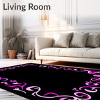 Vibrant Pink Swirl Border Rug