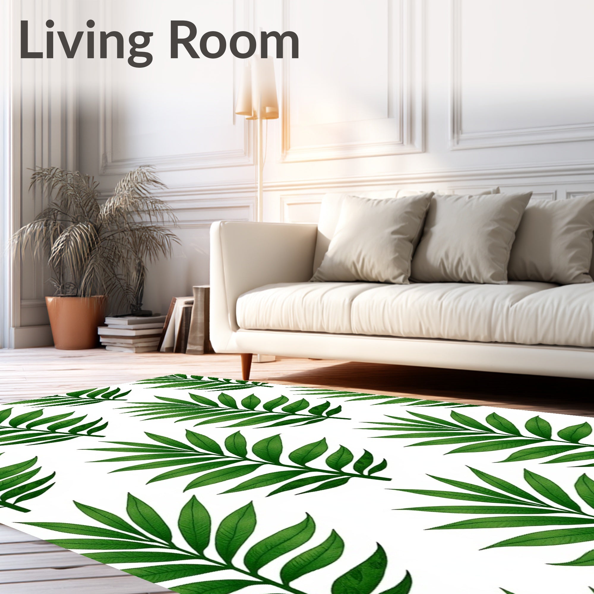 Emerald Green Frond Botanical Repeat Rug