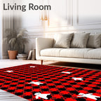 Red Black Gingham Figures Rug