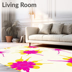 Vibrant Fuchsia Yellow Starburst Floral Rug