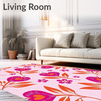Pink Heart Bloom Leafy Branch Rug