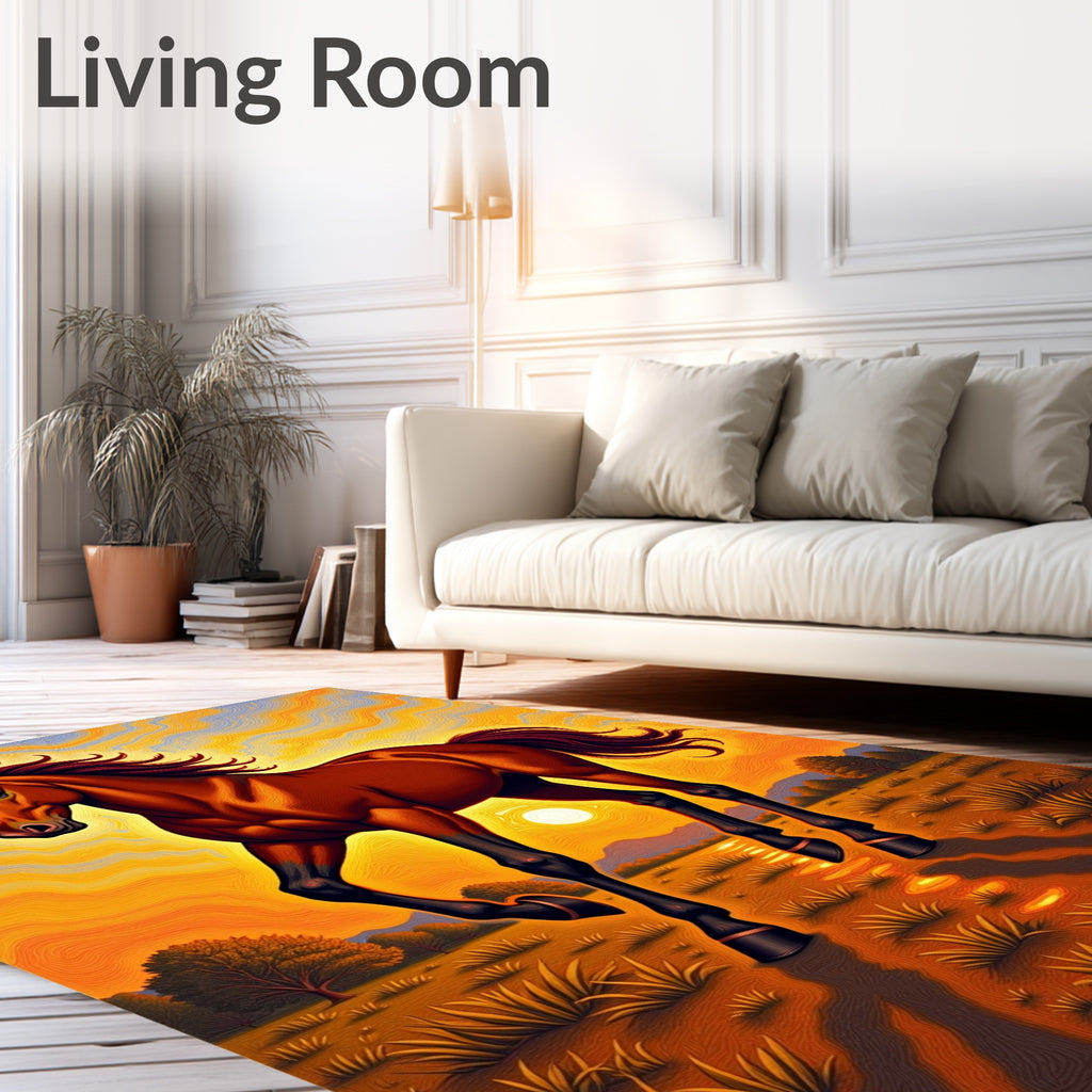 Sunset Gallop Horse Landscape Rug