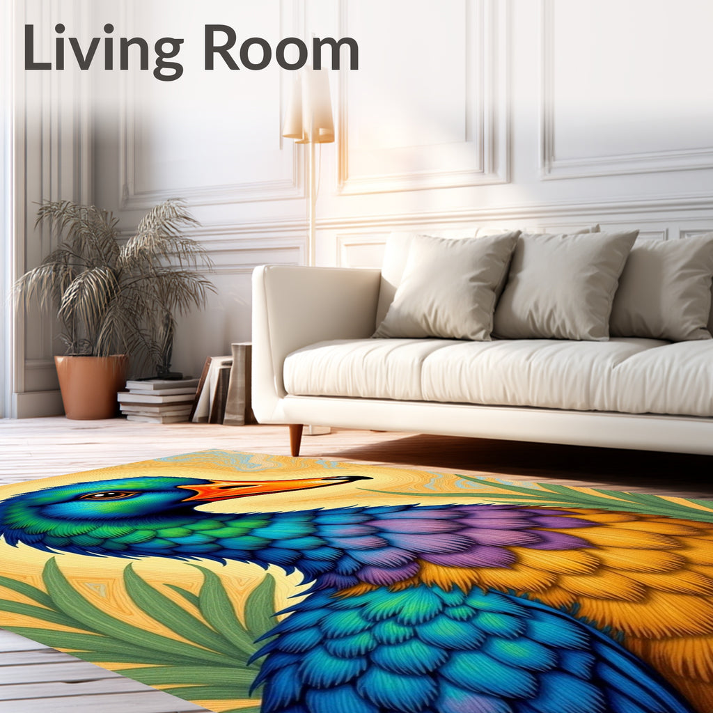 Vibrant Peacock Duck Feather Portrait Rug