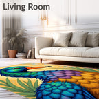 Vibrant Peacock Duck Feather Portrait Rug