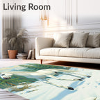 Majestic White Horse Winter Forest Scene Rug