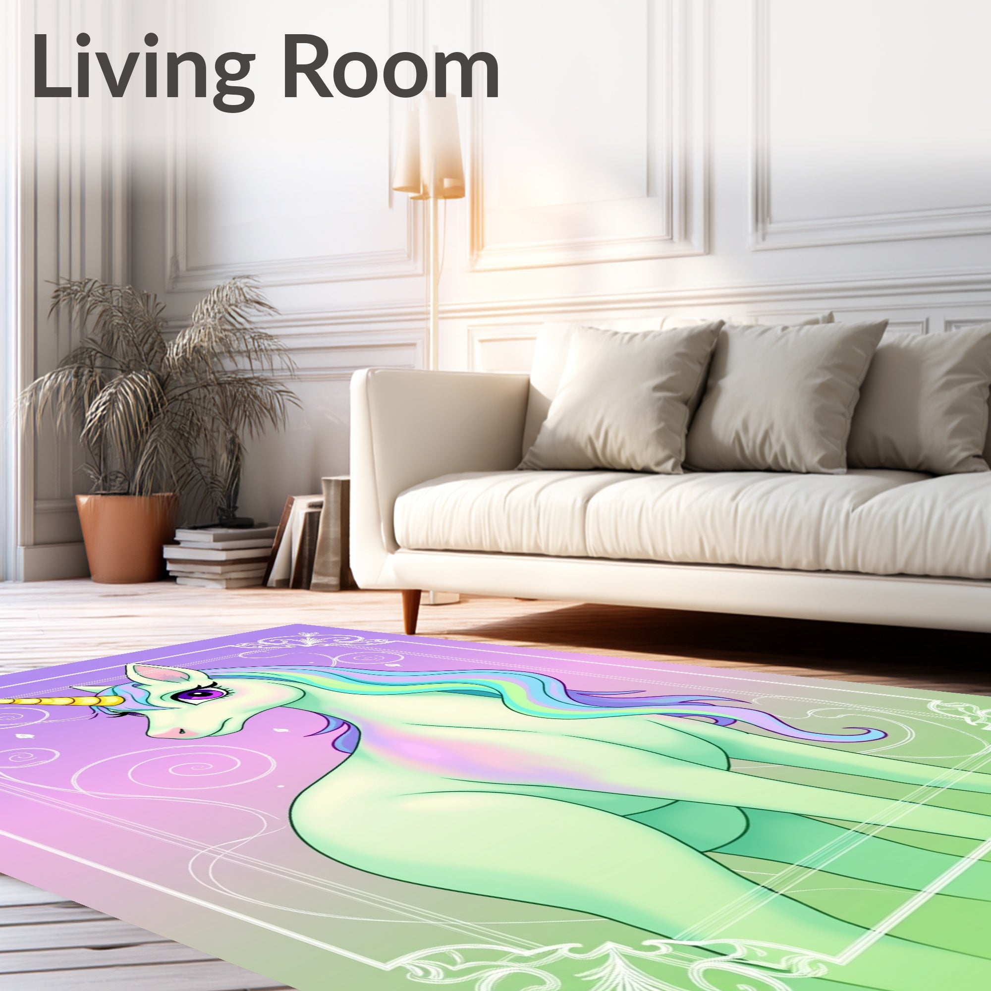 Pastel Unicorn Swirls Frame Rug