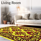 Scarlet Red Floral Border Medallion Rug