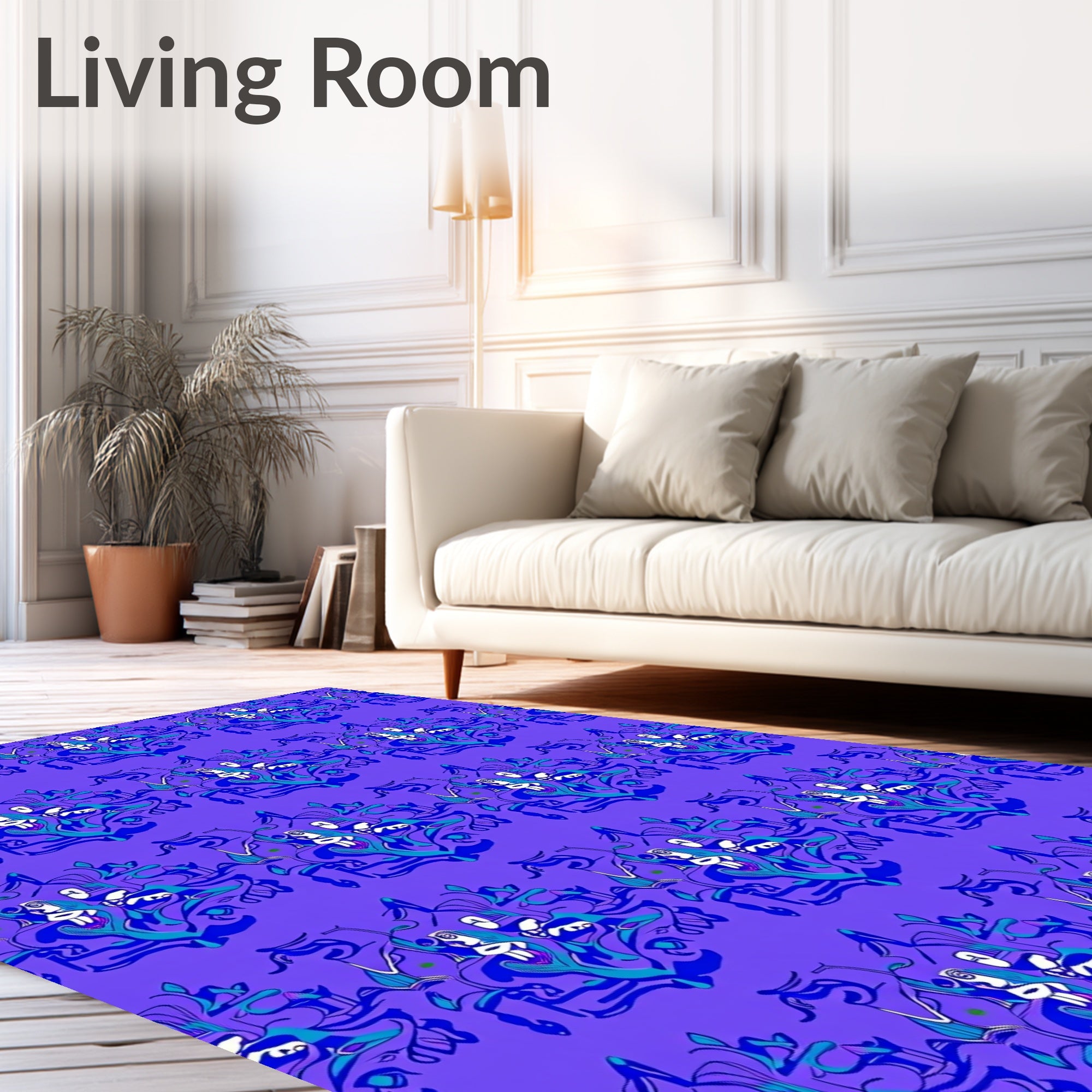 Royal Blue Abstract Figurine Repeat Rug