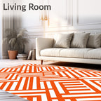 Orange White Intersecting Lines Rug