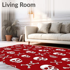 Red White Skull Bone Collage Rug
