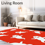 Whimsical White Ghost Orange Background Rug