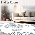 Pale Blue Snowflake Medallion Collection Rug
