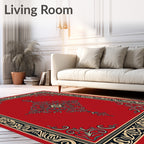 Crimson Vintage Floral Medallion Rug