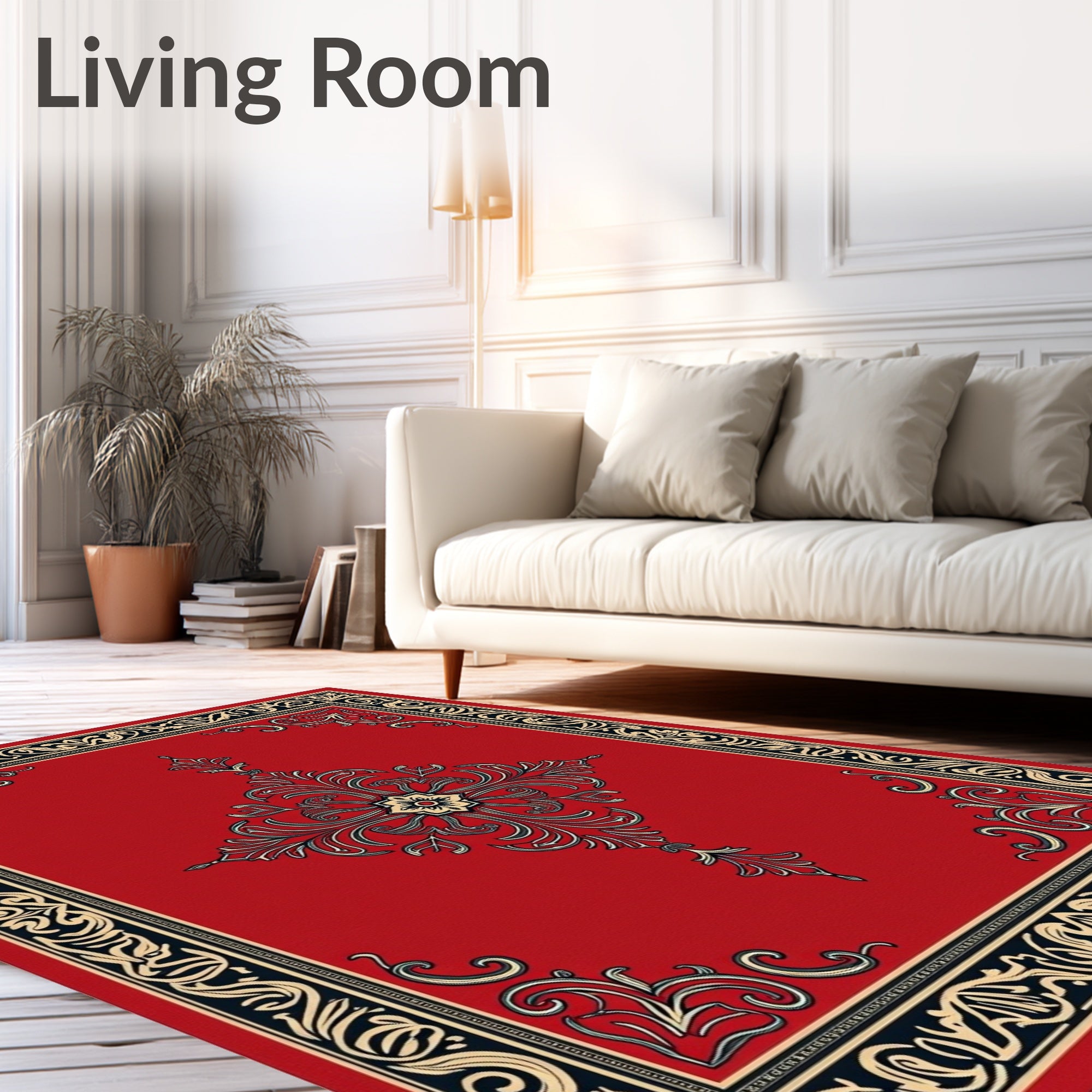 Crimson Vintage Floral Medallion Rug
