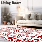 Crimson Floral Medallion Scroll Rug