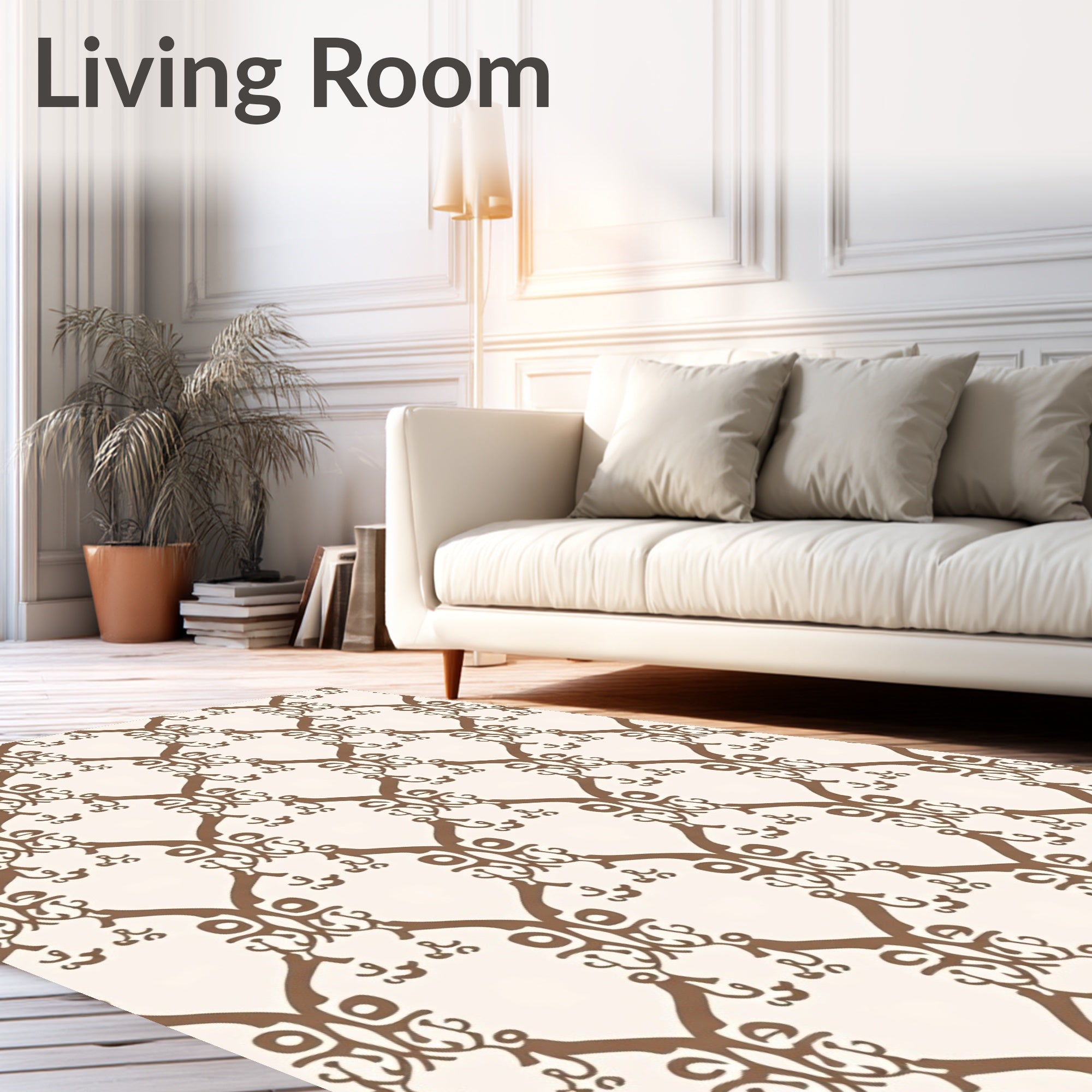 Brown Scroll Lattice Repeating Pattern Rug