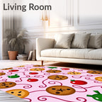 Pink Christmas Cookie Bauble Swirl Rug