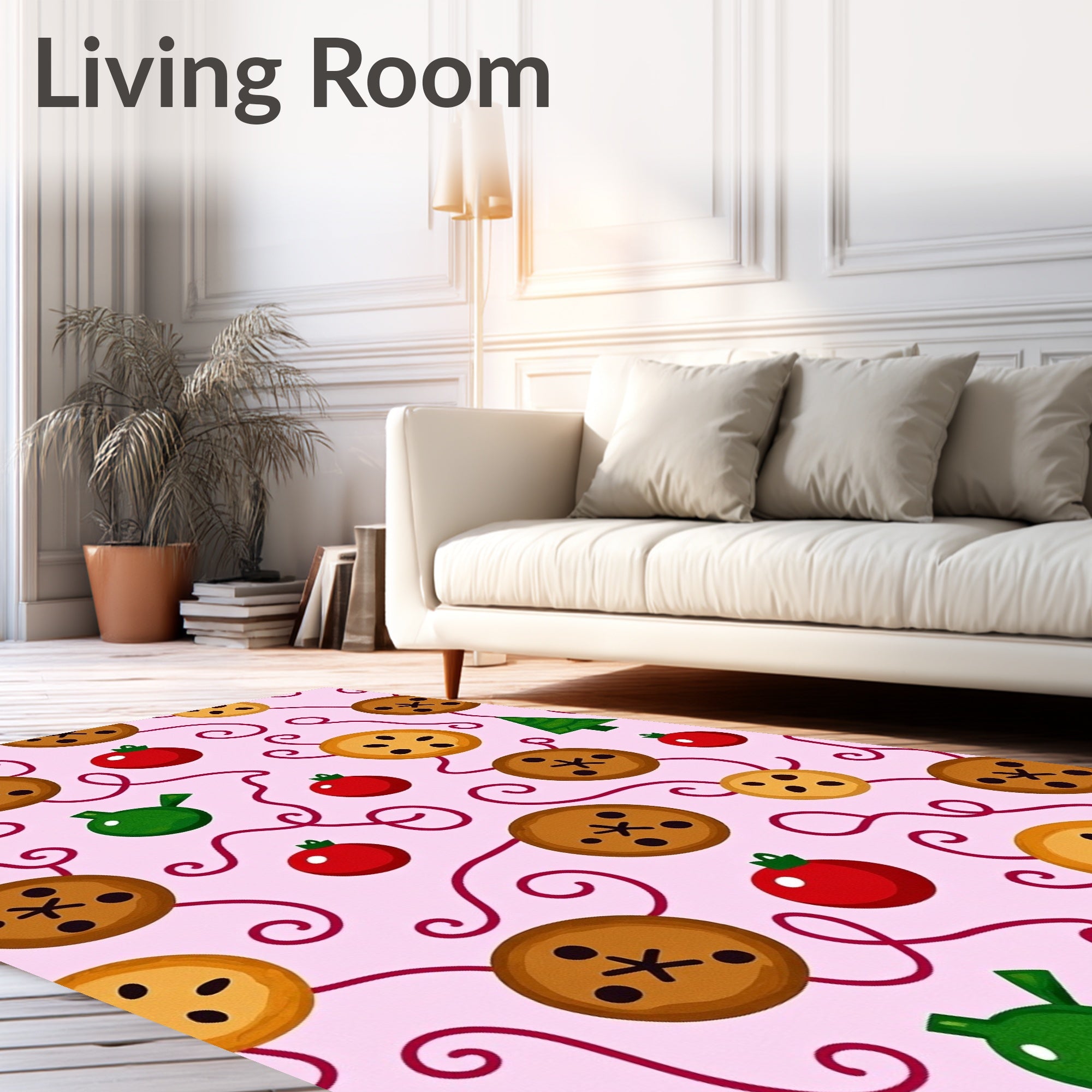 Pink Christmas Cookie Bauble Swirl Rug