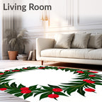 Festive Holly Berry Wreath Garland Rug