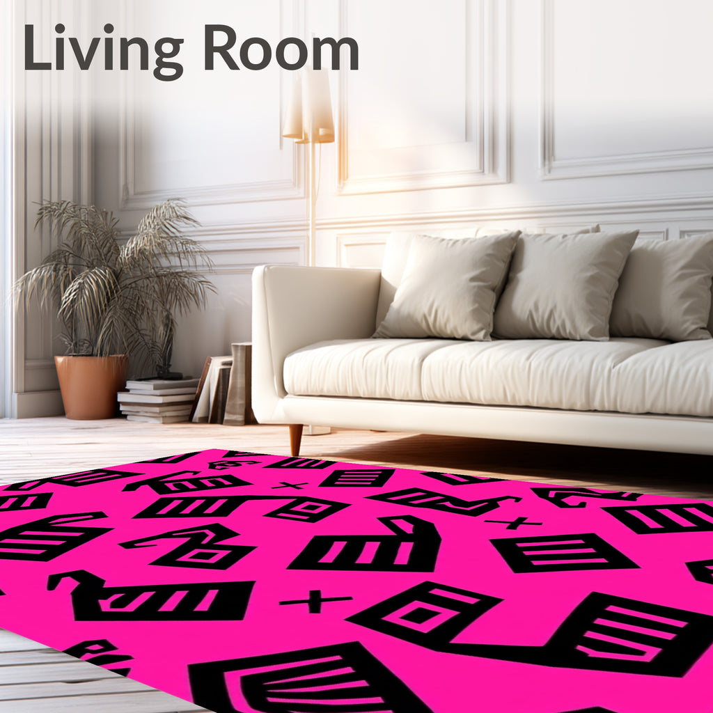 Bold Pink Abstract Shapes Rug
