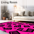 Bold Pink Abstract Shapes Rug