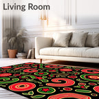 Whimsical Red Green Swirl Garland Rug