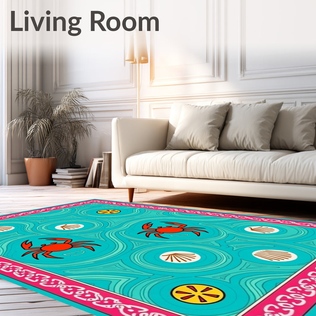 Bright Red Crab Marine Life Rug
