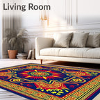Bold Red Yellow Elephant Medallion Rug
