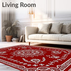 Red White Floral Mandala Border Rug