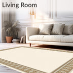 Antique Gold Geometric Border Rug