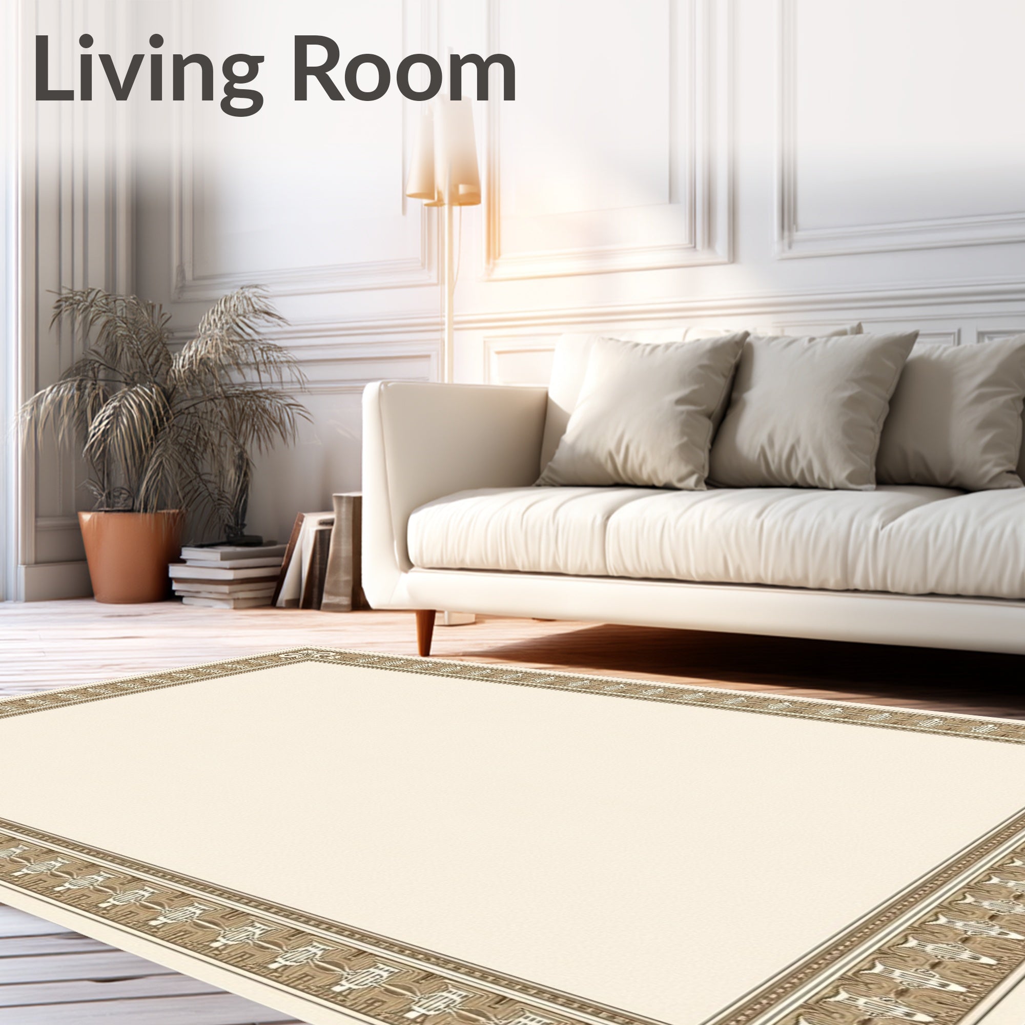 Antique Gold Geometric Border Rug
