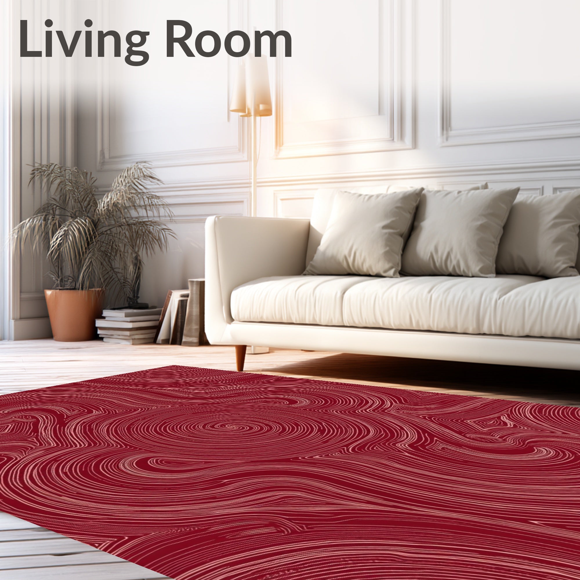 Crimson Swirl Abstract Topographical Rug