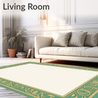 Green Gold Botanical Border Rug