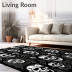 Gothic Skull Collage Black and White Rug
