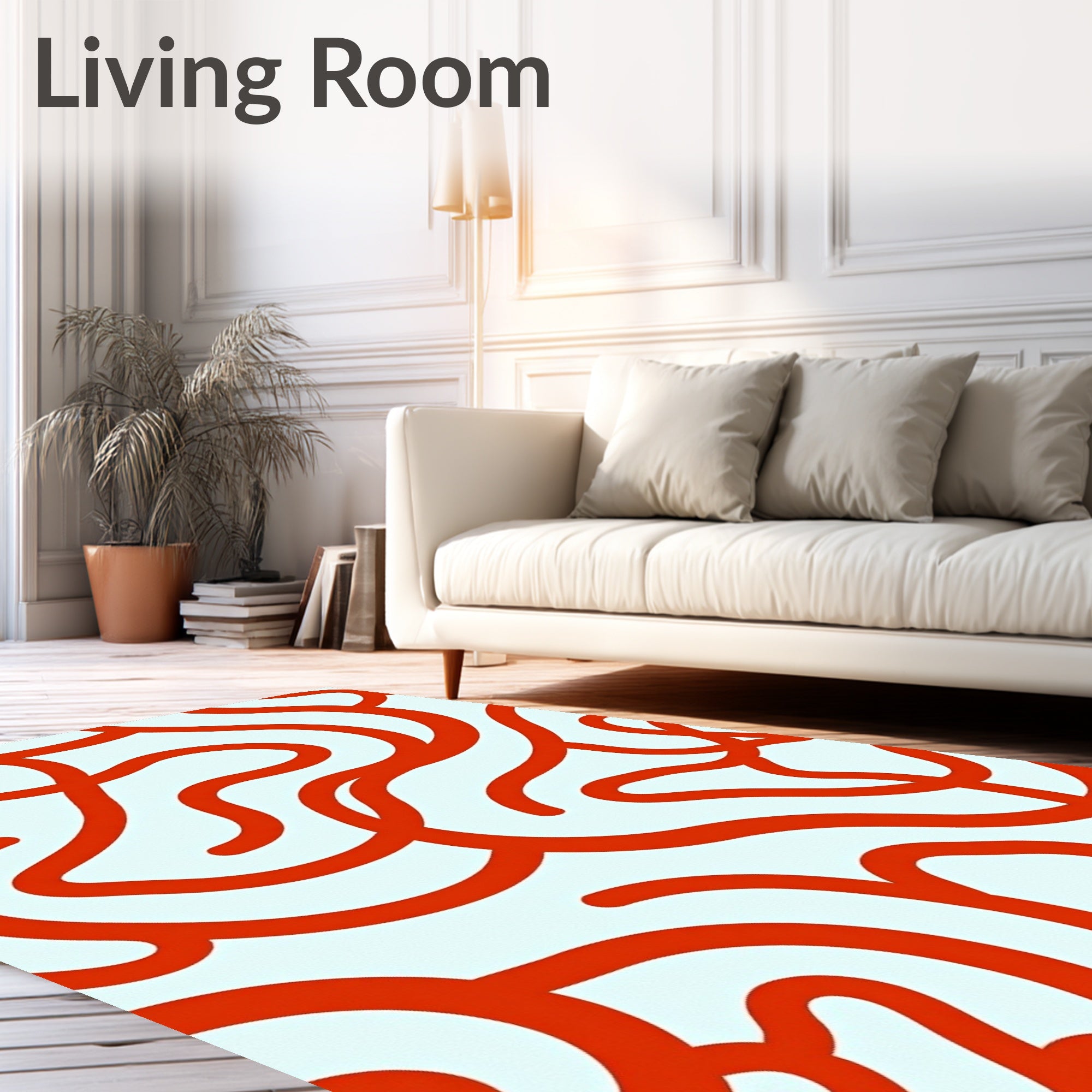 Crimson Abstract Flowing Lines Rug