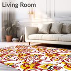 Red Yellow Dynamic Abstract Forms Rug