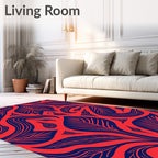 Coral Blue Organic Leaf Flow Rug