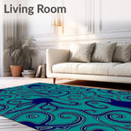 Oceanic Navy Blue Octopus Swirls Rug