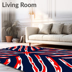 Bold Crimson Starburst Diagonal Stripes Rug